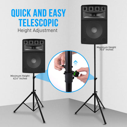 Speaker Tripod Stand 70 Adjustable Metal 130 lbs Capacity Glossy Black