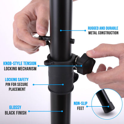Speaker Tripod Stand 70 Adjustable Metal 130 lbs Capacity Glossy Black