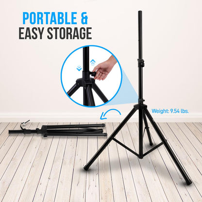 Speaker Tripod Stand 70 Adjustable Metal 130 lbs Capacity Glossy Black