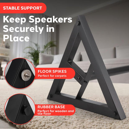 Soportes para Altavoces Par Altura Ajustable Metal Base Triangular Plataforma 9