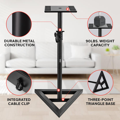 Soportes para Altavoces Par Altura Ajustable Metal Base Triangular Plataforma 9