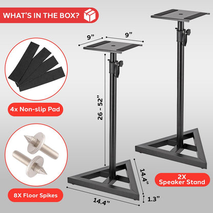Soportes para Altavoces Par Altura Ajustable Metal Base Triangular Plataforma 9
