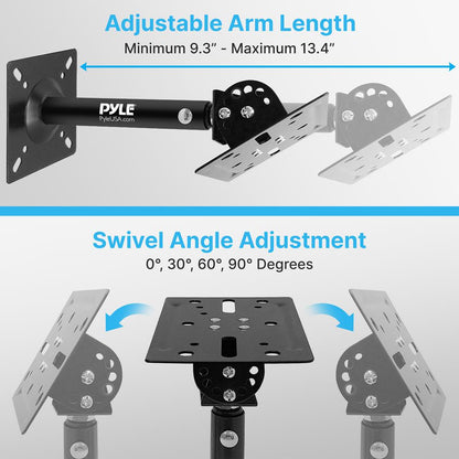 Speaker Wall/Ceiling Mounts - Adjustable Swivel Steel 75 lbs Capacity