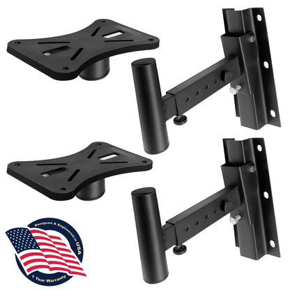 Wall Mount Speaker Brackets Secure Steel Adjustable Tilt & Swivel