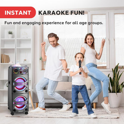 Portable Bluetooth PA Speaker 2000W DJ Lights Wireless Mic USB/SD Wheels