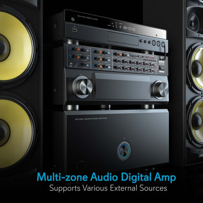 12-Channel Bluetooth Amplifier 6000W Multi-Zone Mixer with USB/SD/AUX