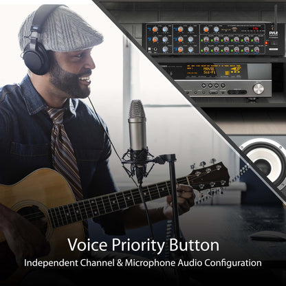 12-Channel Bluetooth Amplifier 6000W Multi-Zone Mixer with USB/SD/AUX