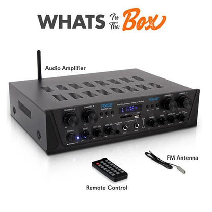 Amplificador Bluetooth de 4 canales y 500 W con transmisión inalámbrica USB/SD/AUX
