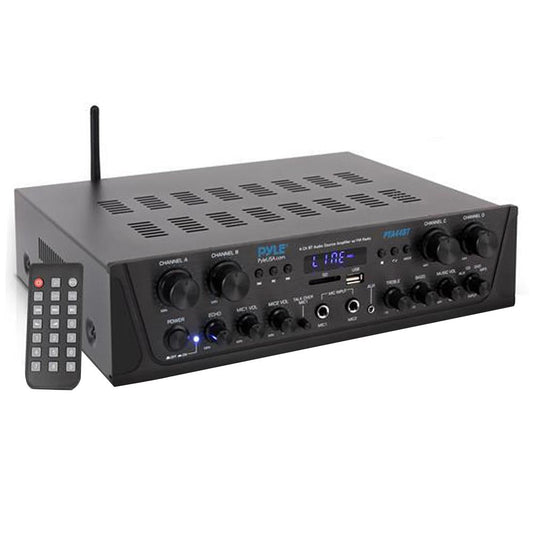 500W 4-Channel Bluetooth Amplifier Wireless Streaming USB/SD/AUX