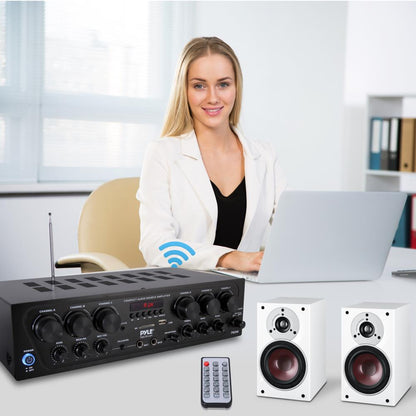 Amplificador Estéreo Inalámbrico de 6 Canales, 750W con Bluetooth, USB/AUX