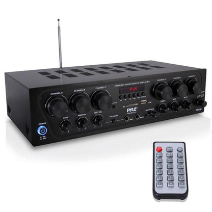 Amplificador Estéreo Inalámbrico de 6 Canales, 750W con Bluetooth, USB/AUX