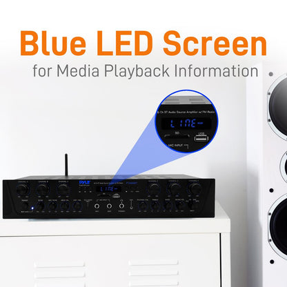 600W 6-Channel Bluetooth Amplifier - Wireless Streaming FM Radio