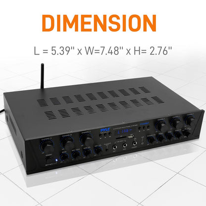 600W 6-Channel Bluetooth Amplifier - Wireless Streaming FM Radio