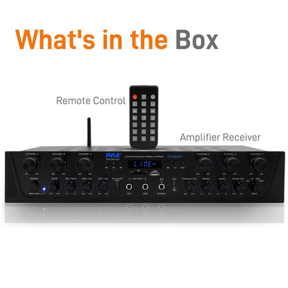 600W 6-Channel Bluetooth Amplifier - Wireless Streaming FM Radio