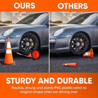28 conos de tráfico, paquete de 4, PVC naranja reflectante de alta visibilidad