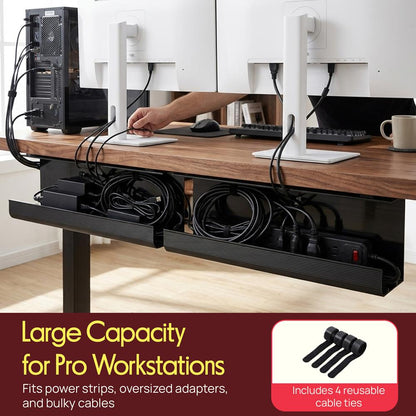 No-Screw Under Desk Cable Management Tra