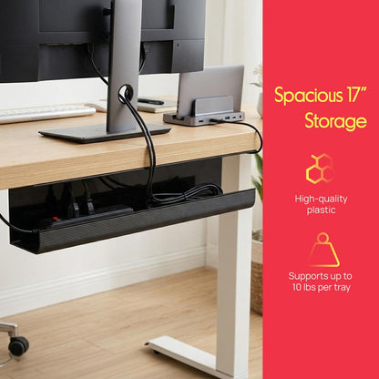 No-Screw Under Desk Cable Management Tra