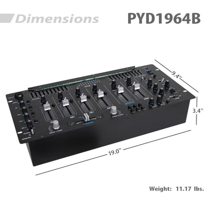 6-Ch Bluetooth Pro Audio Studio DJ Mixer 19 Rack Mount System Digital Led