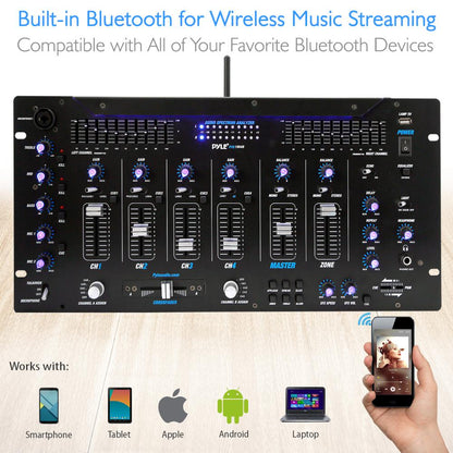 6-Ch Bluetooth Pro Audio Studio DJ Mixer 19 Rack Mount System Digital Led