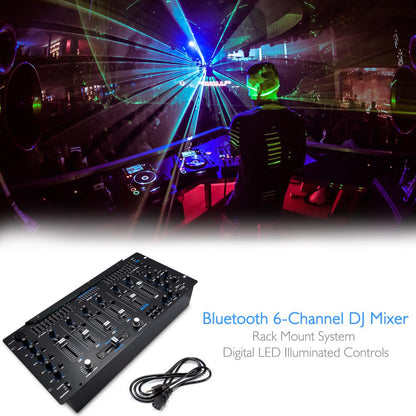 6-Ch Bluetooth Pro Audio Studio DJ Mixer 19 Rack Mount System Digital Led