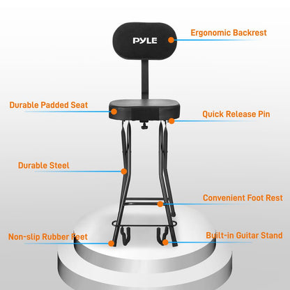 Asiento de guitarra ajustable con soporte acolchado, capacidad para 136 kg